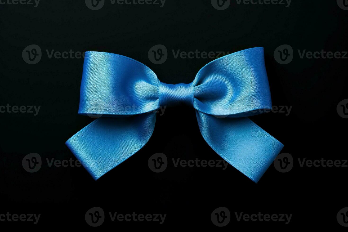 Glossy Blue ribbon bow. Generate Ai photo