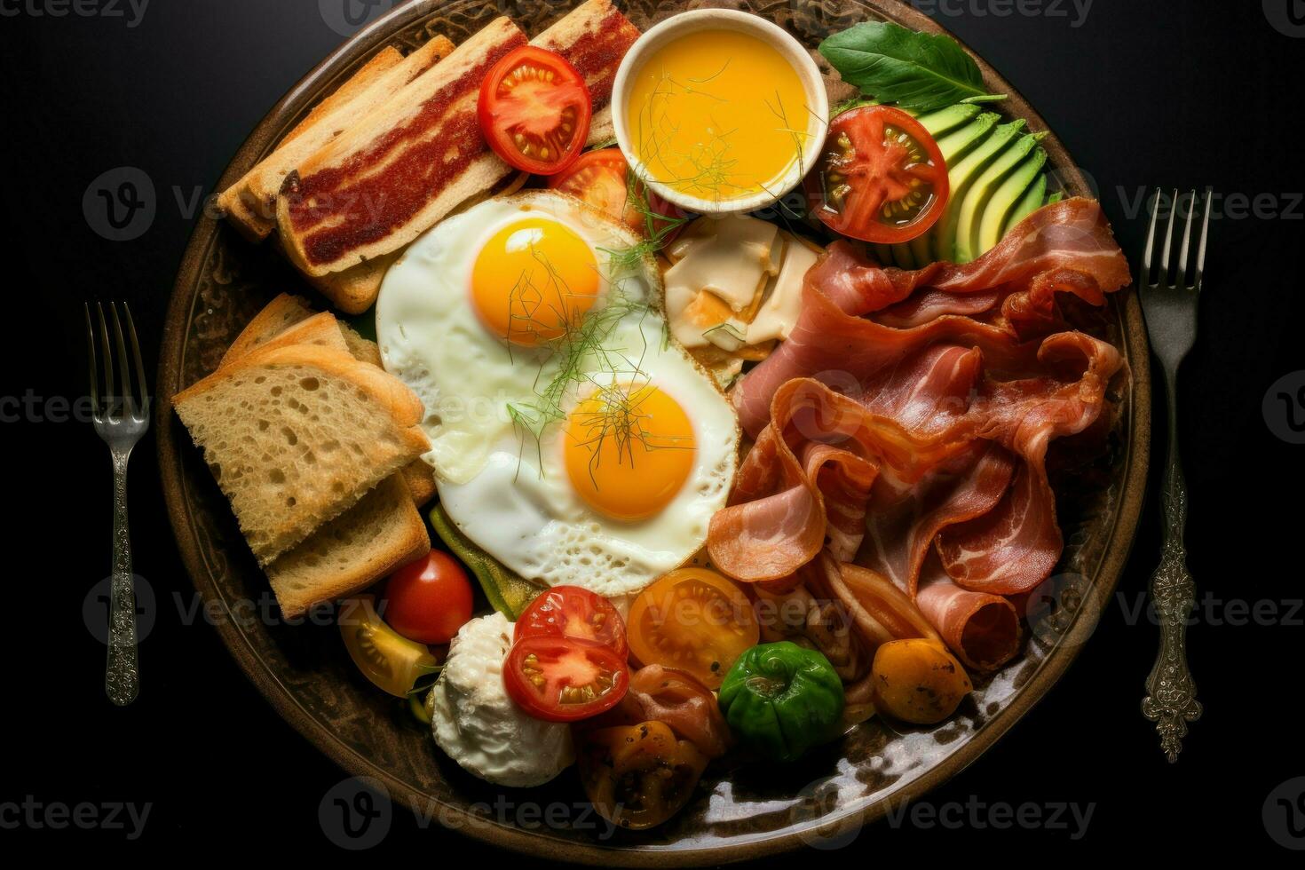 Nourishing Breakfast plate food. Generate Ai photo