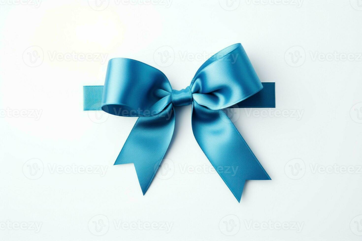 Premium Blue ribbon bow. Generate Ai photo