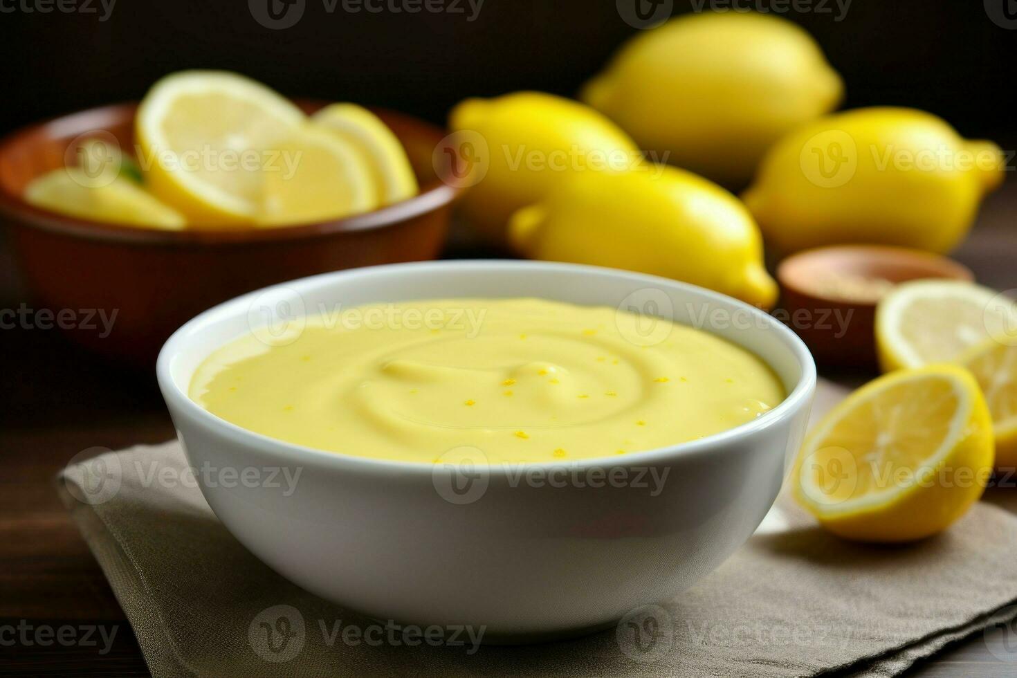 Bowl lemon sauce. Generate Ai photo