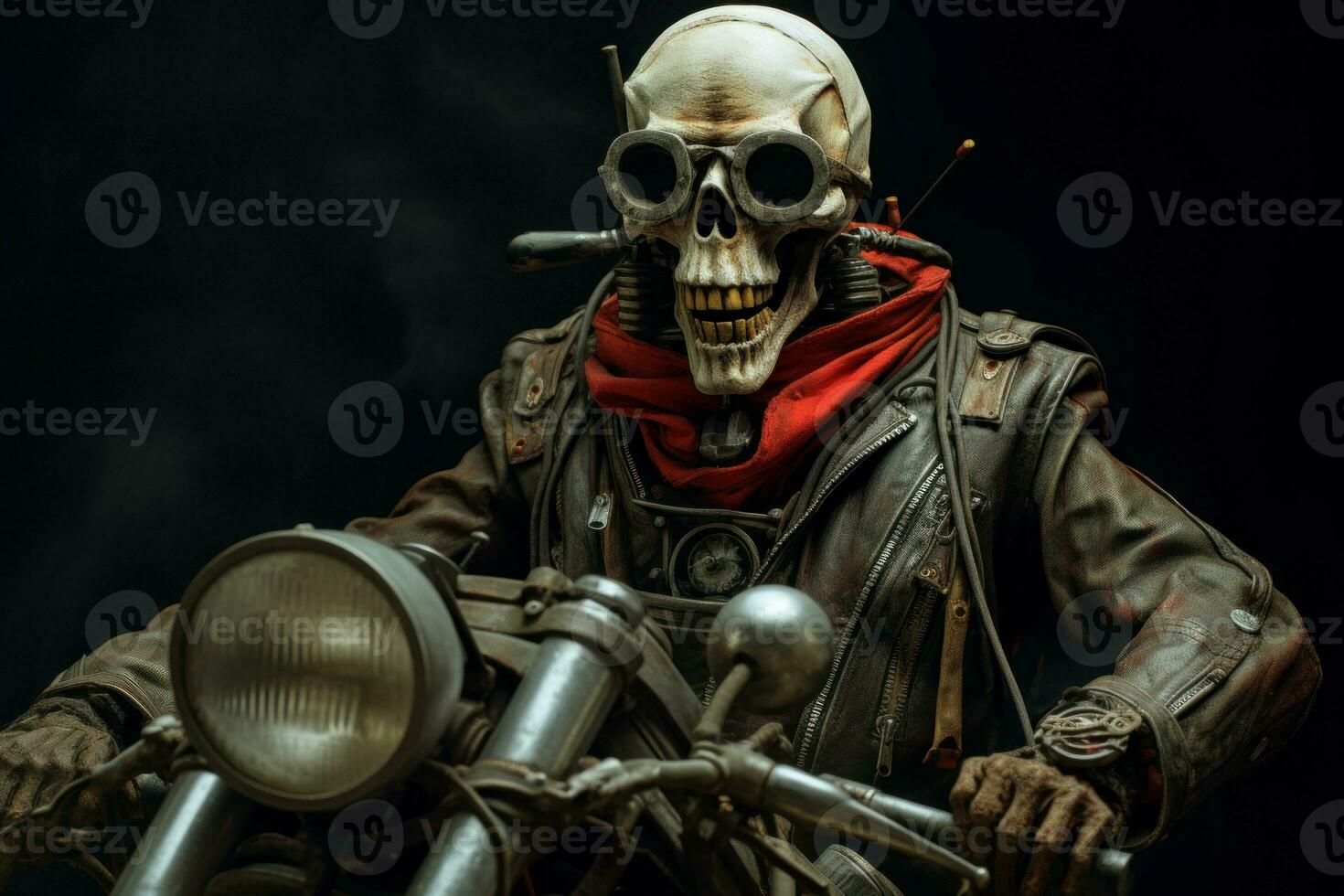 Biker demon skeleton. Generate Ai photo