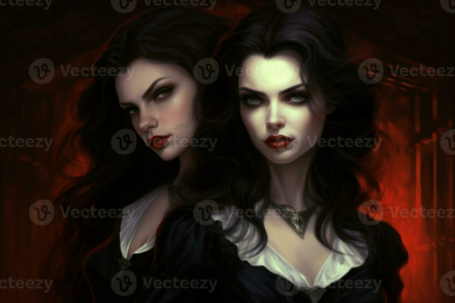 Enchanting Beautiful vampire woman. Generate Ai photo