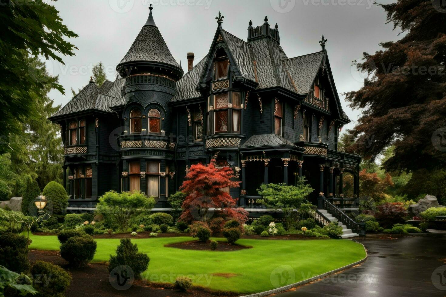 Timeless Beautiful victorian cute mansion. Generate Ai photo