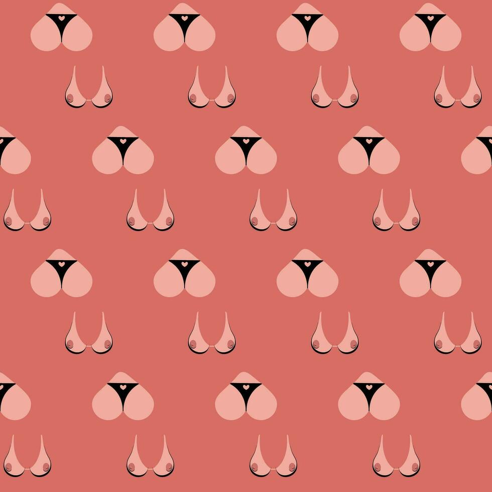 Seamless pattern, boobs and butt white girl, beautiful female body vector