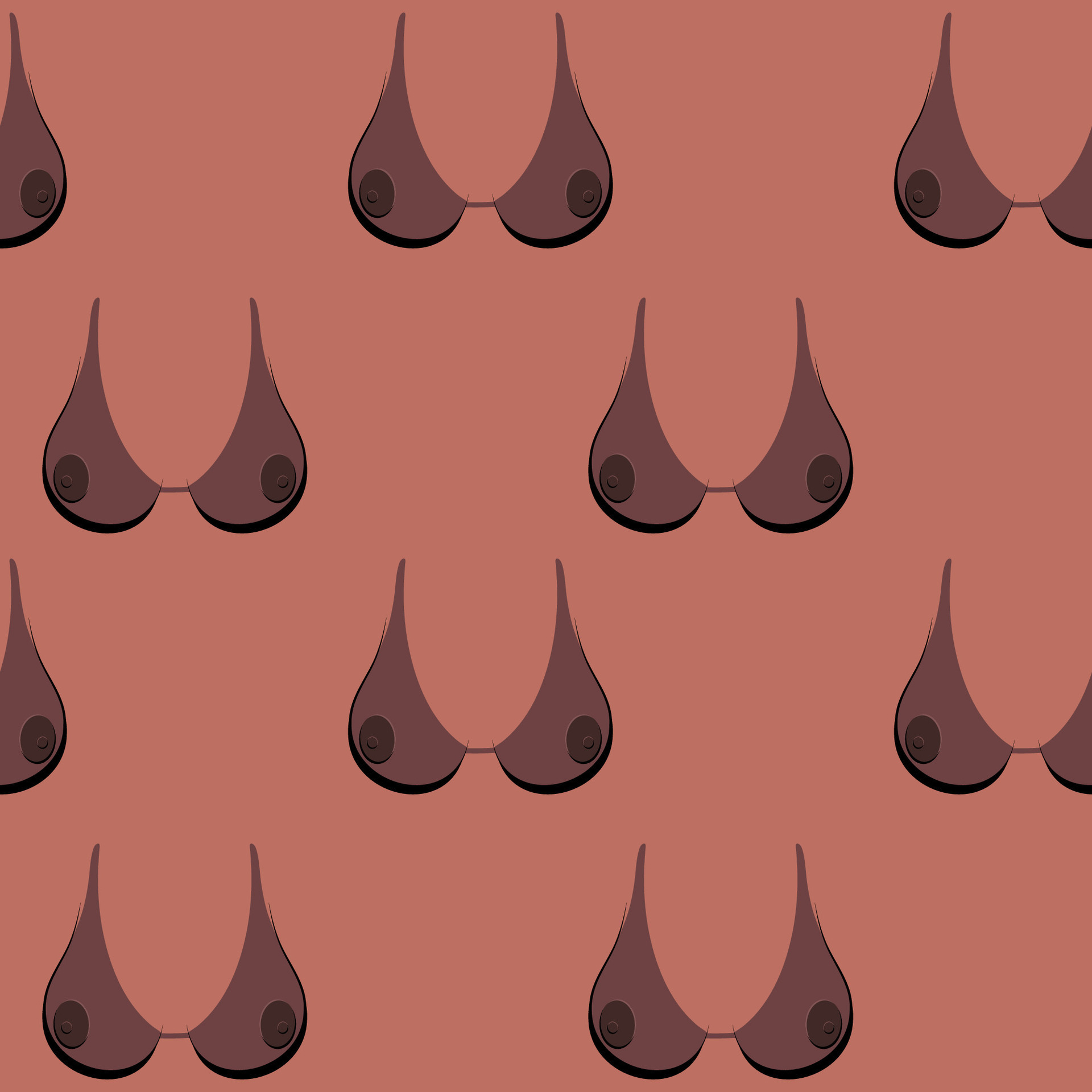 Seamless pattern of female beautiful boobs black skin colour, tan