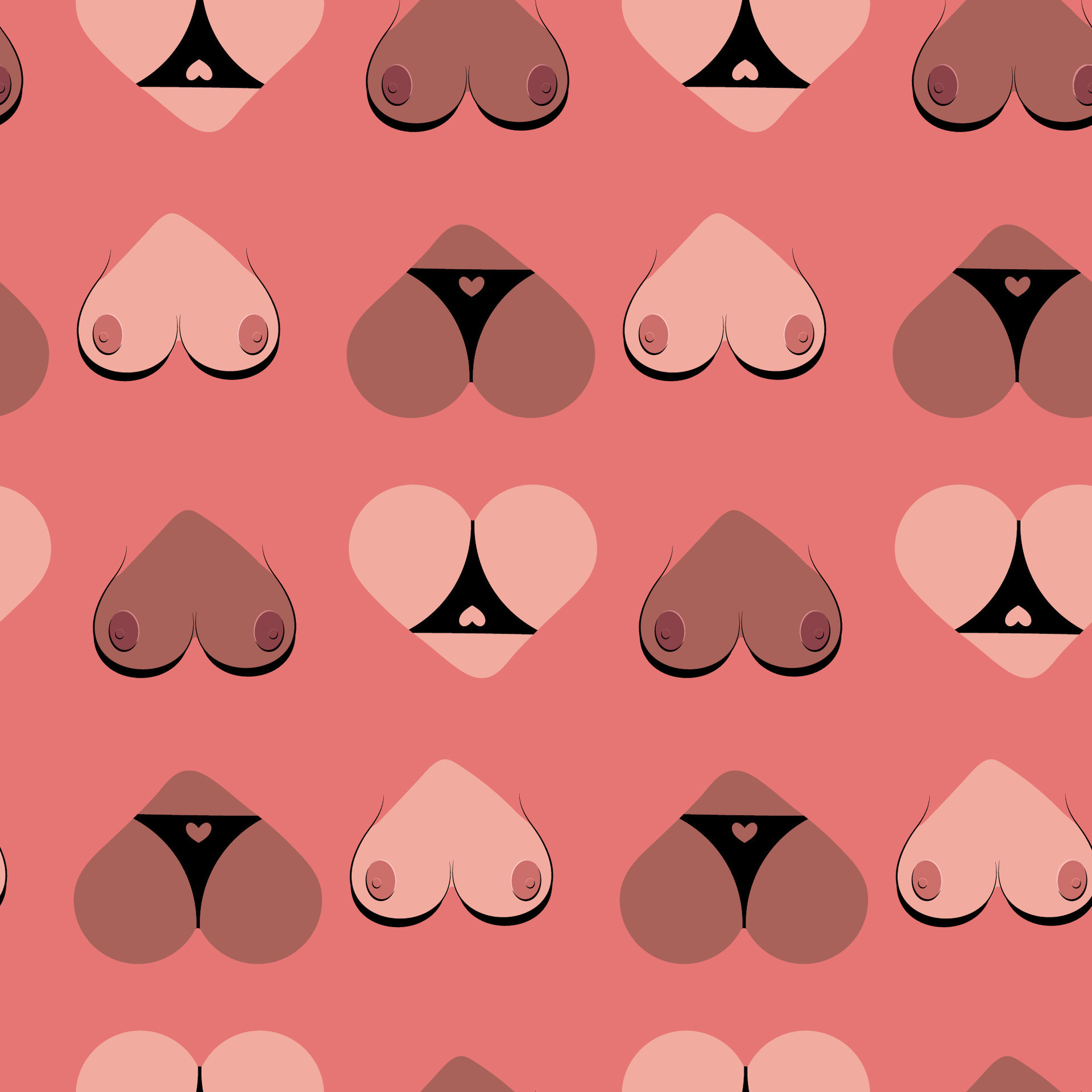 Seamless pattern, boobs and butt black and white girl 28840522