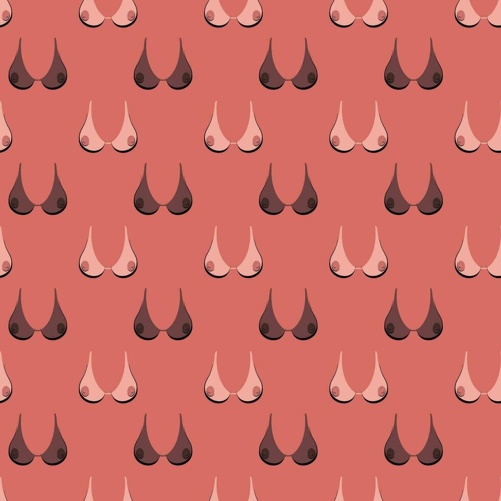 Seamless pattern, boobs black and white girl vector