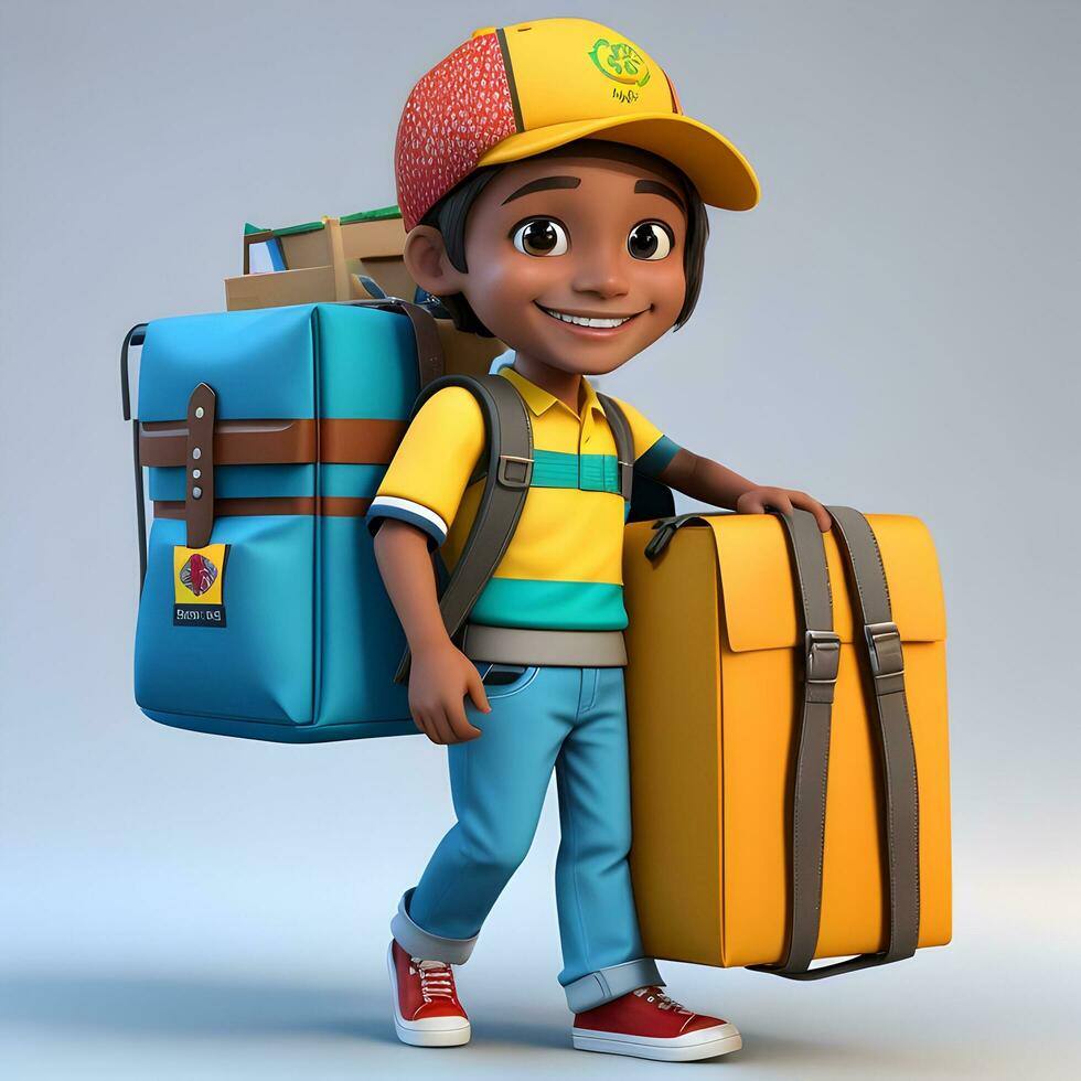3D character of an international delivery boy photo