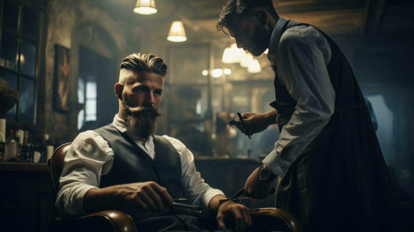 Barber in a barbershop photo