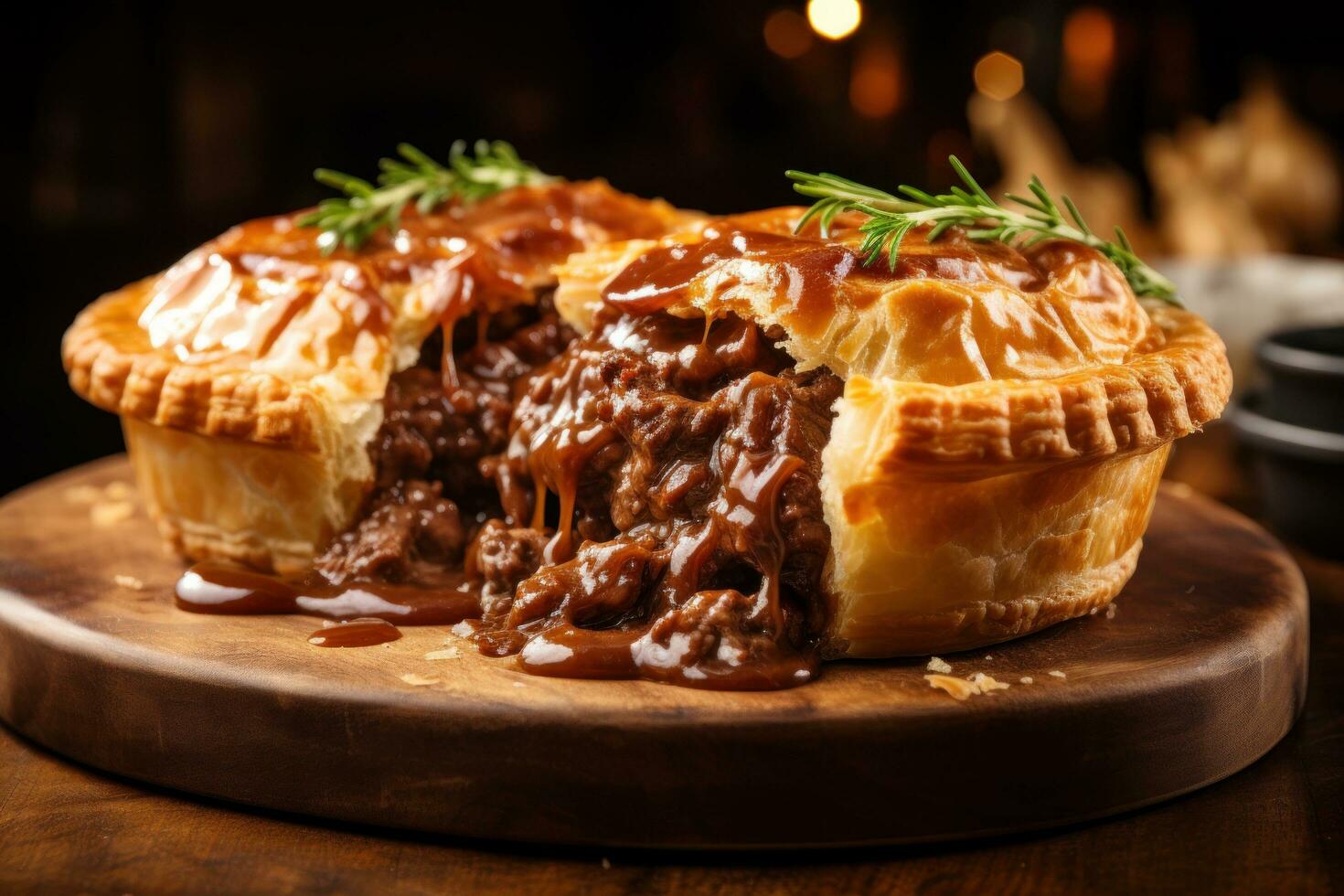 Thanksgiving meat pie at the table photo