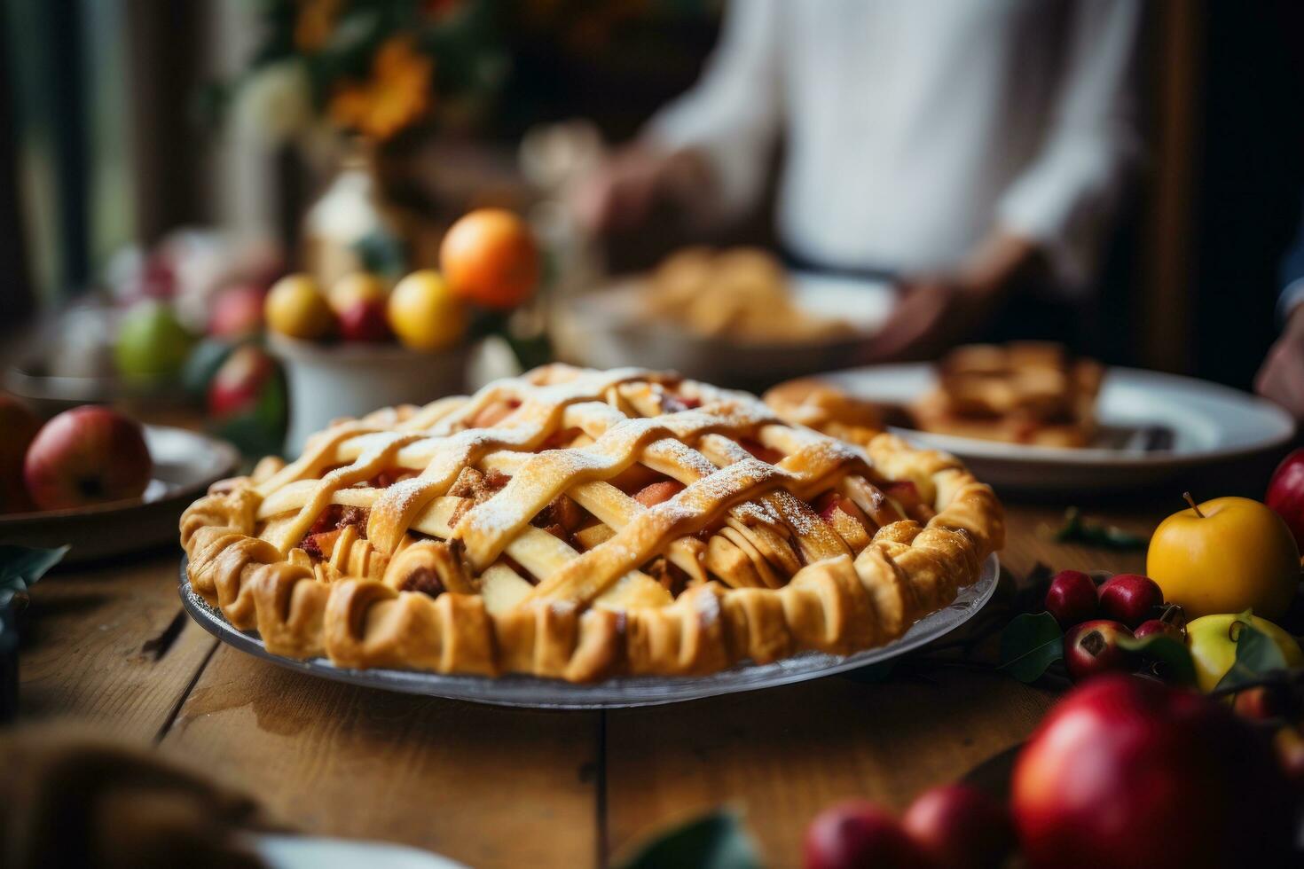 Autumn apple pie photo