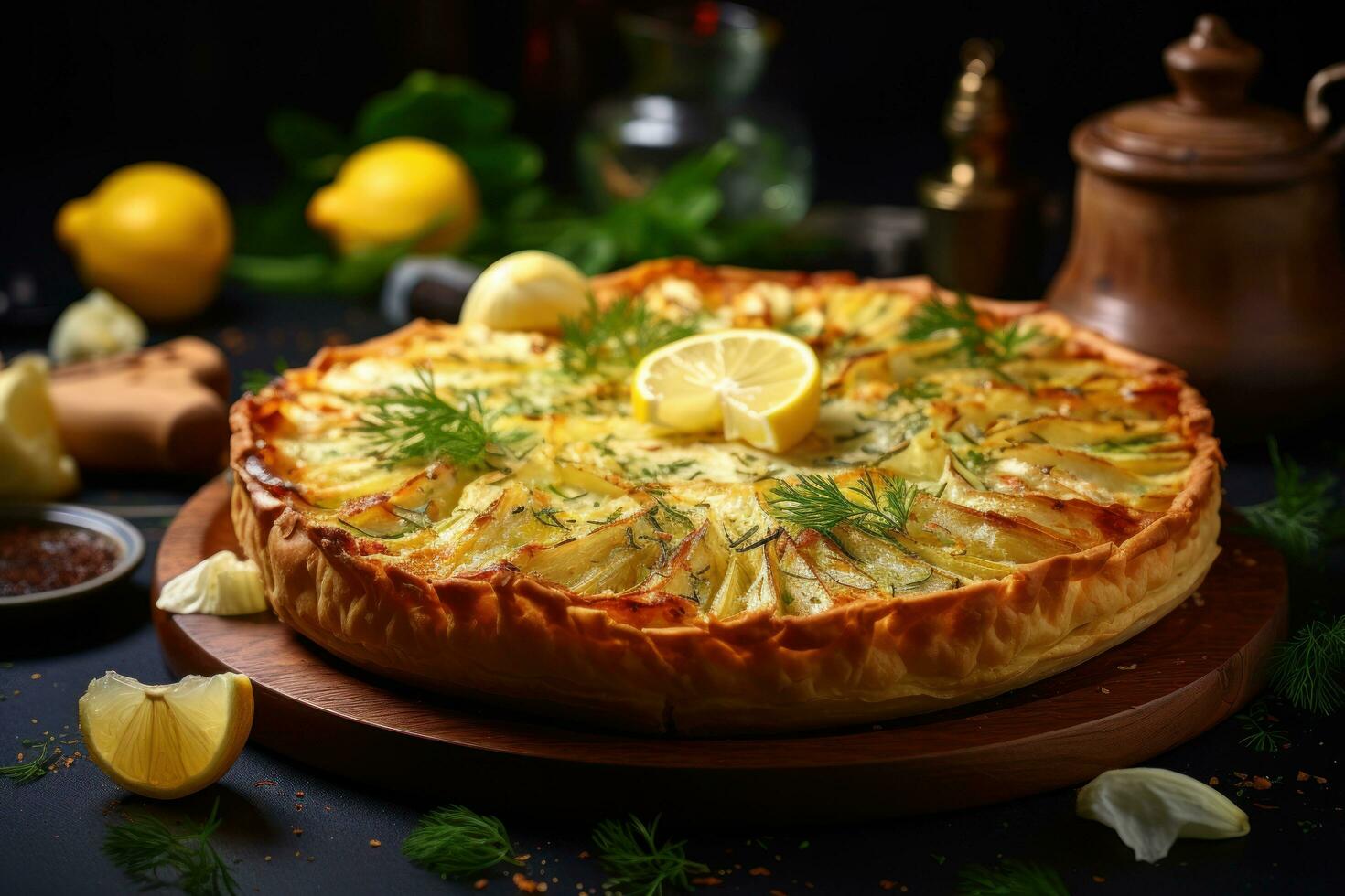 A plate with a lemon tart photo
