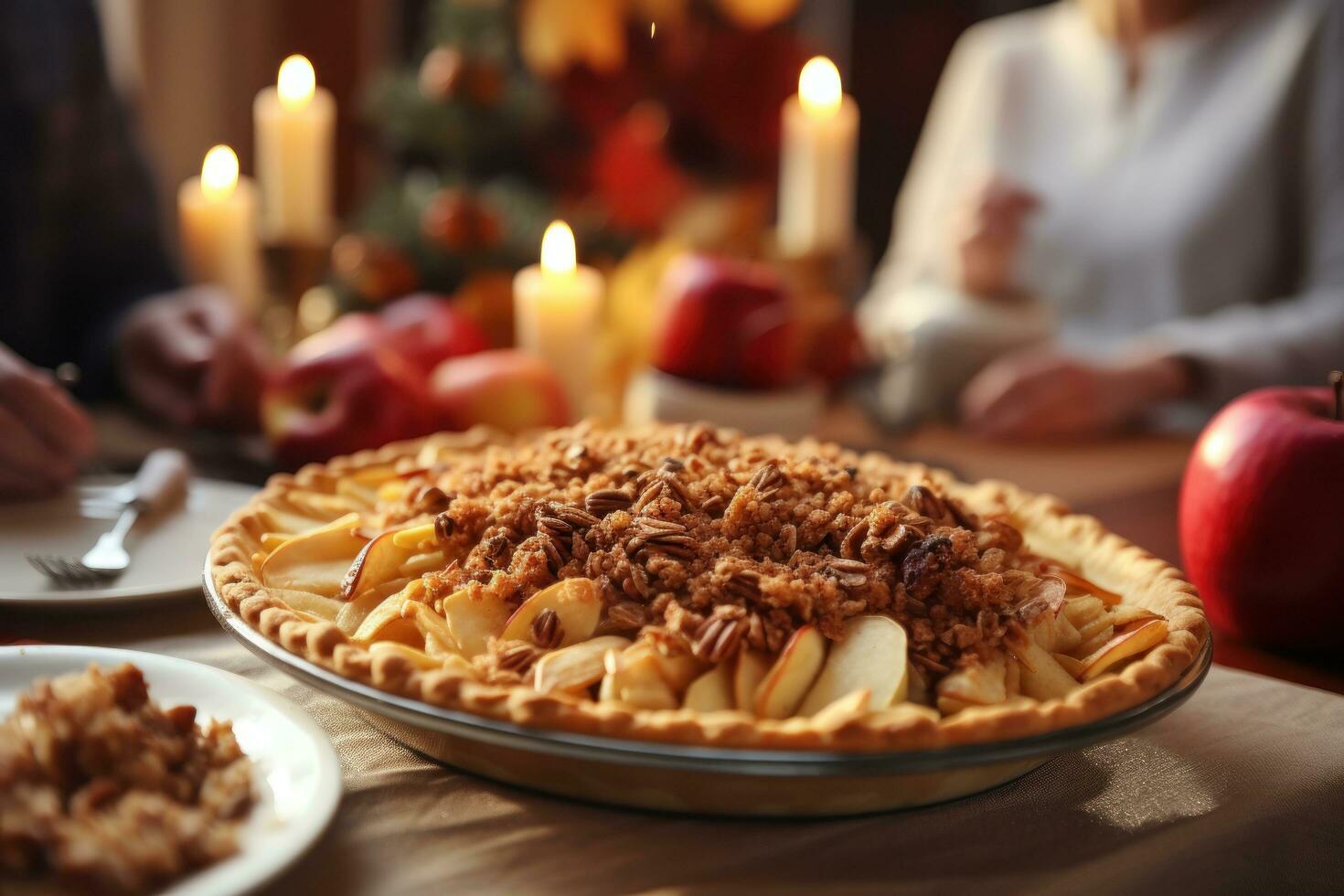 Thanksgiving meat pie at the table photo