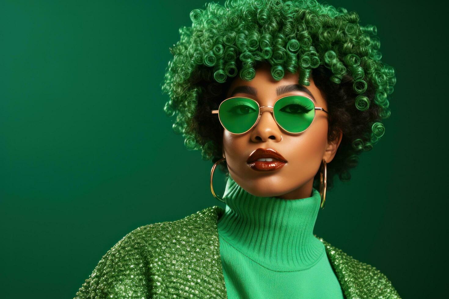 Vivid afro woman portrait photo
