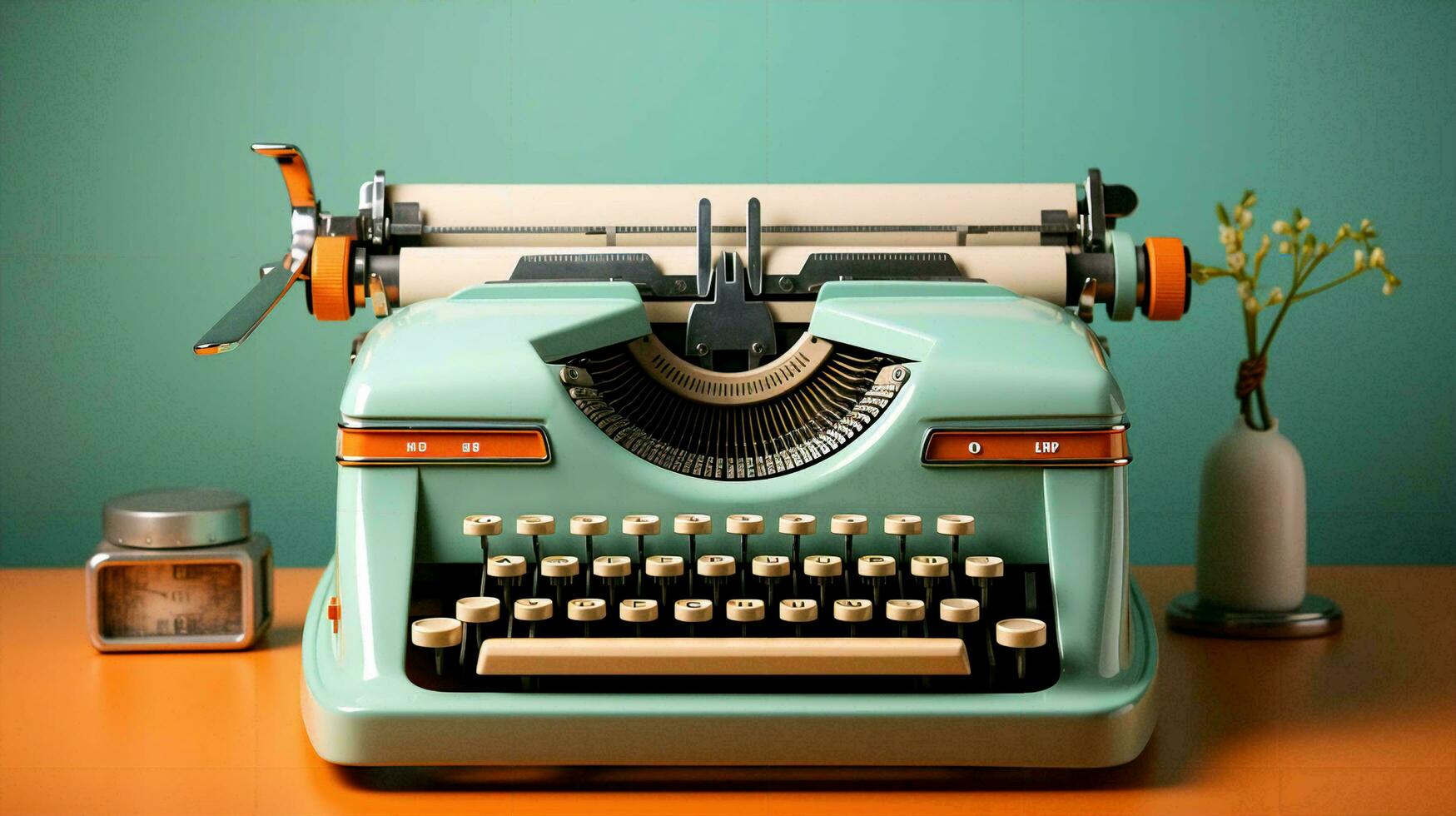 Old stylish vintage retro typewriter poster photo