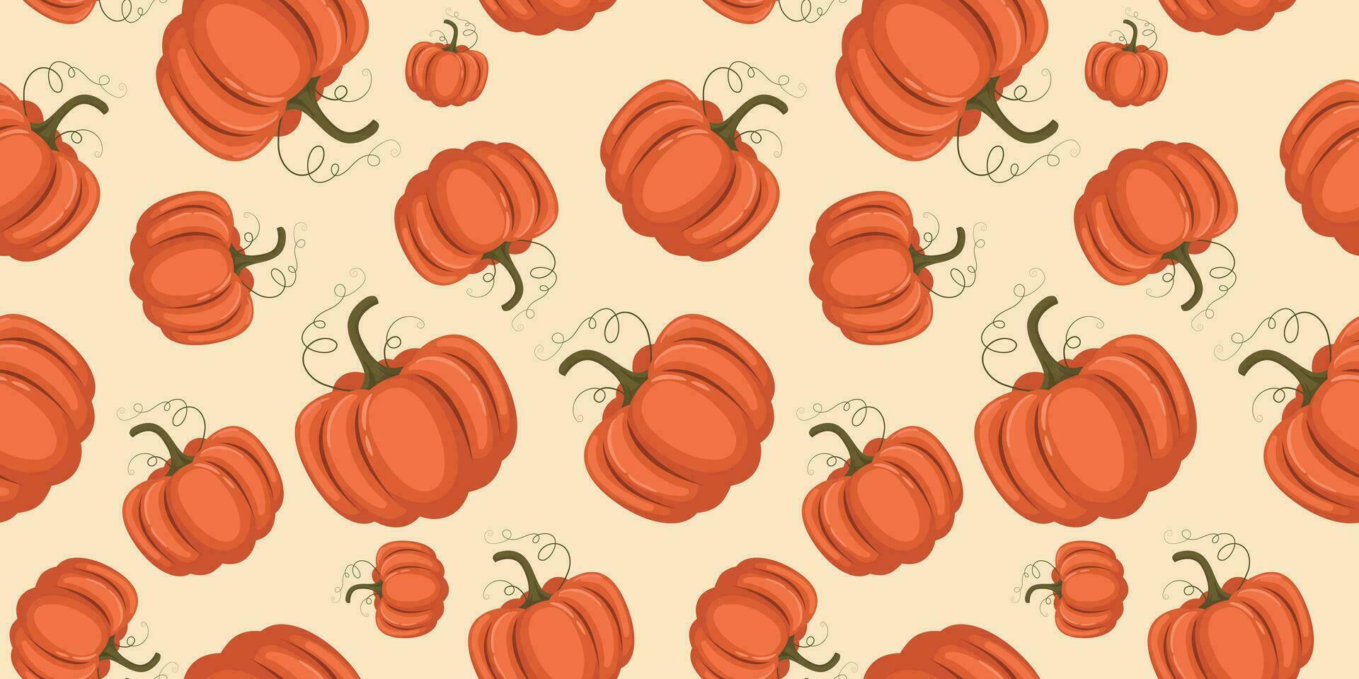 Seamless pattern with autumn fall orange thanksgiving pumpking. Perfect for wallpaper, wrapping paper, web sites, background, social media, blog, presentation, invitations and greeting cards. vector