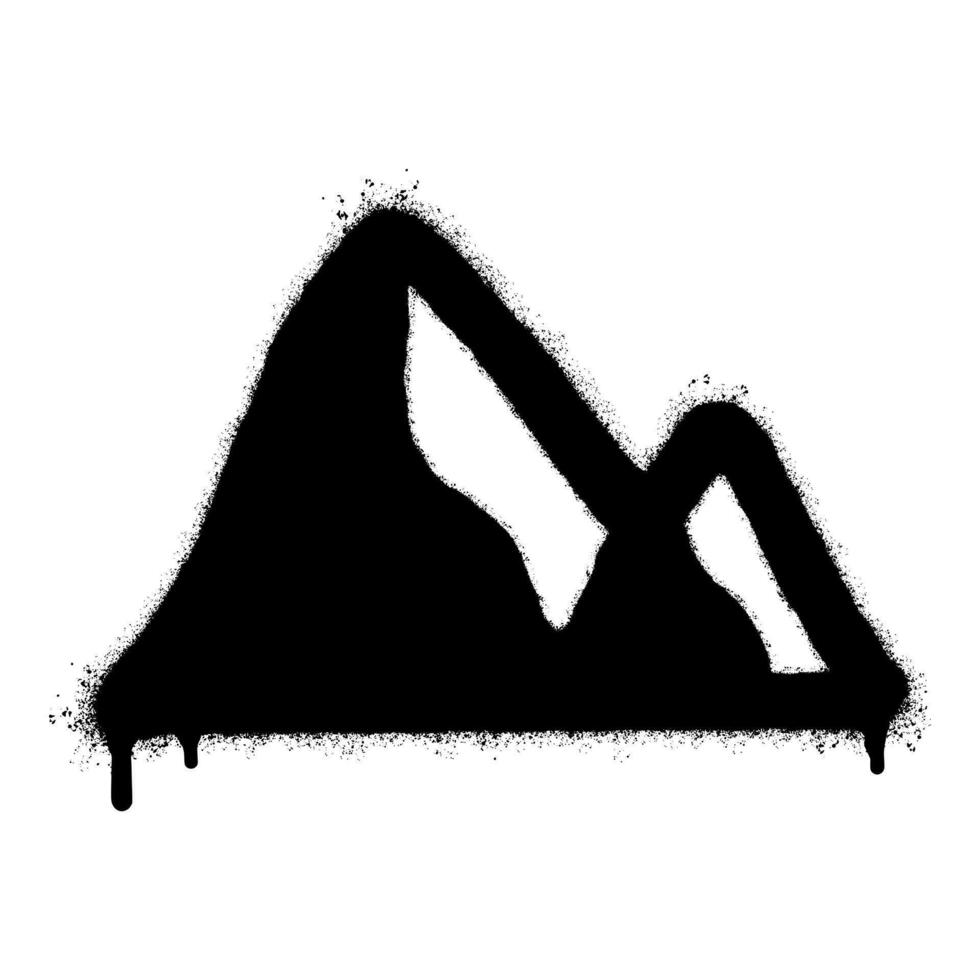 Spray Painted Graffiti mountain icon Sprayed isolated with a white background. graffiti volcano with over spray in black over white. vector