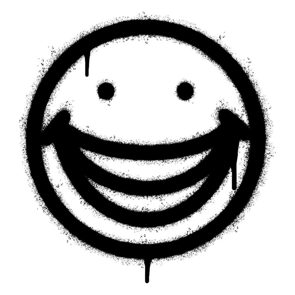 Spray Painted Graffiti smiling face emoticon isolated on white background. vector