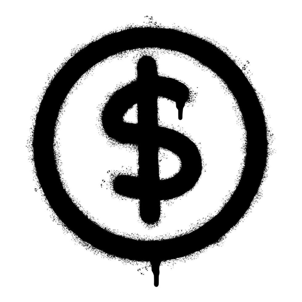Spray Painted Graffiti dollar icon Sprayed isolated with a white background. vector