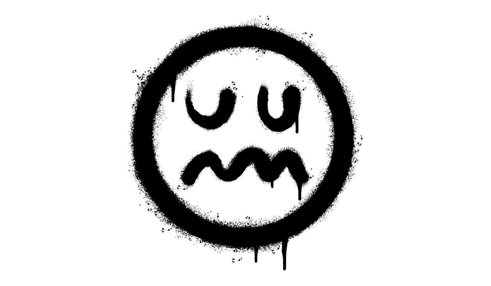 Spray Painted Graffiti scary sick face emoticon isolated on white background. vector