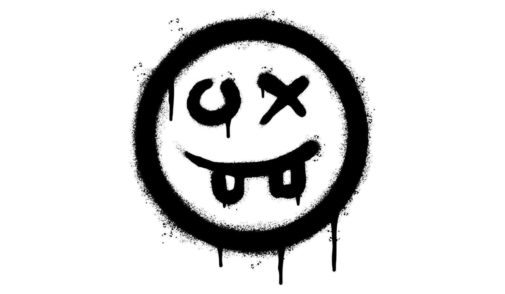 Spray Painted Graffiti scary sick face emoticon isolated on white background. vector