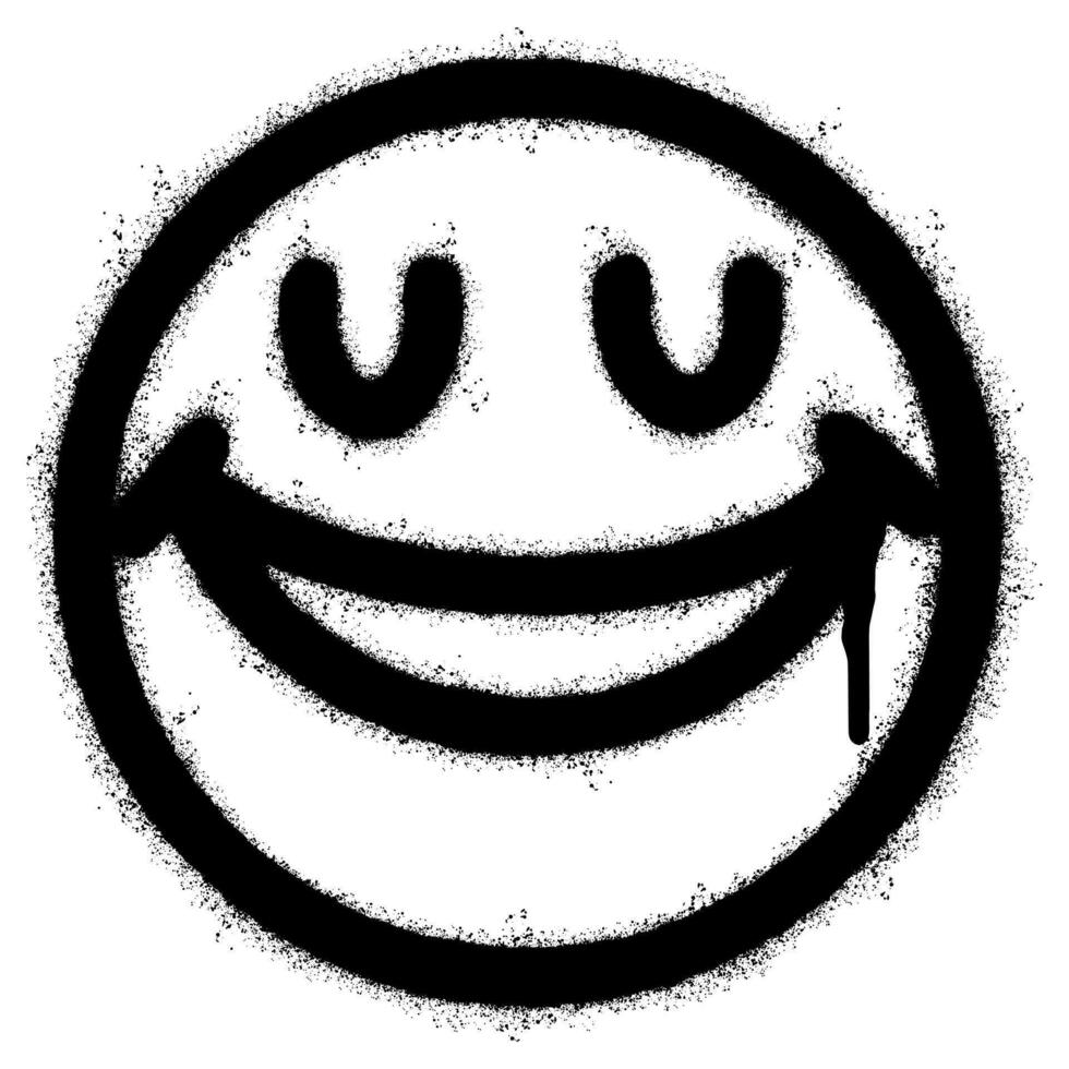 Spray Painted Graffiti smiling face emoticon isolated on white background. vector