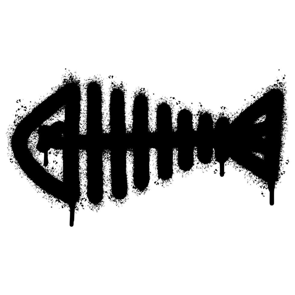 Spray Painted Graffiti Fish bone icon Sprayed isolated with a white background. vector