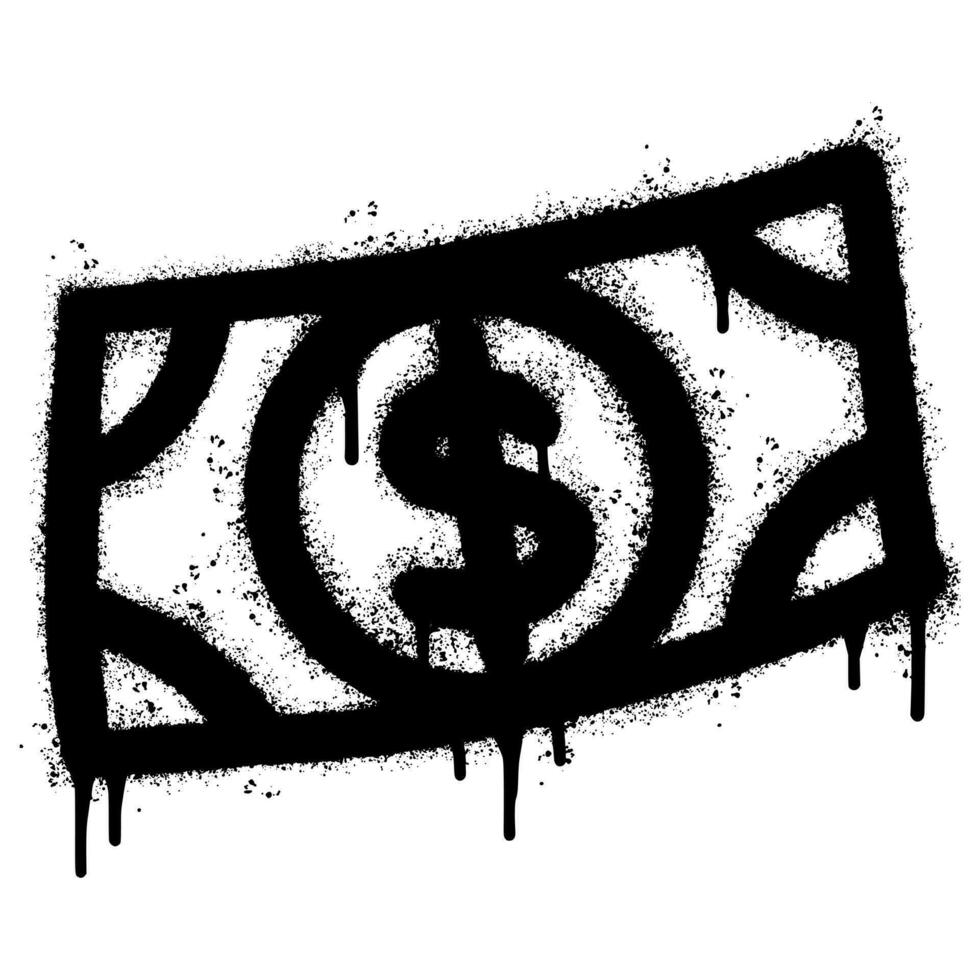 Spray Painted Graffiti dollar icon Word Sprayed isolated with a white background. graffiti cash icon with over spray in black over white. vector