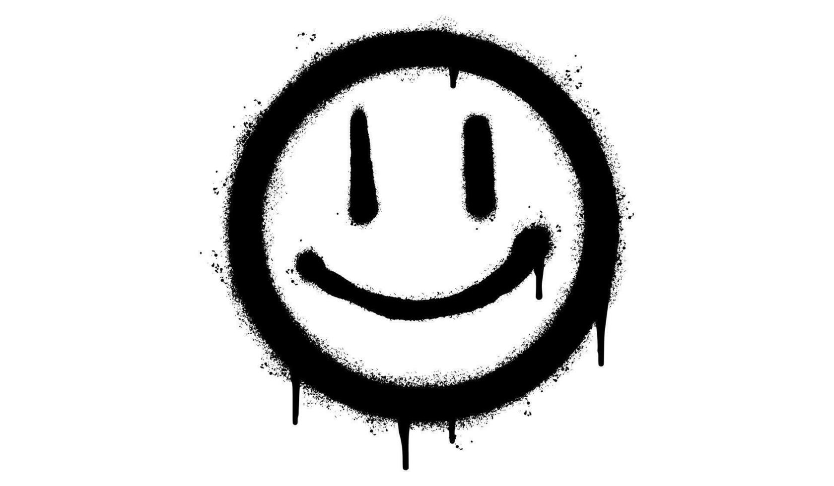 Spray Painted Graffiti smiling face emoticon isolated on white background. vector