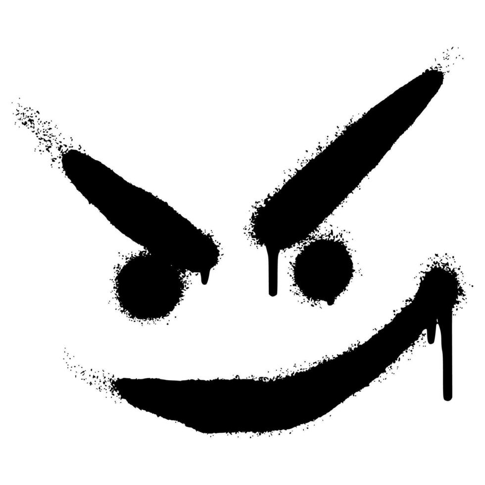 Spray Painted Graffiti angry face emoticon isolated on white background. vector
