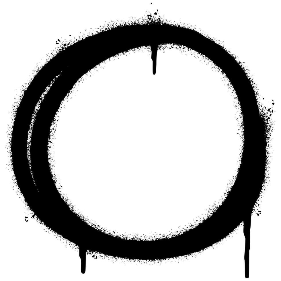 rociar pintado pintada circulo icono rociado aislado con un blanco antecedentes. pintada redondo símbolo con terminado rociar en negro terminado blanco. vector
