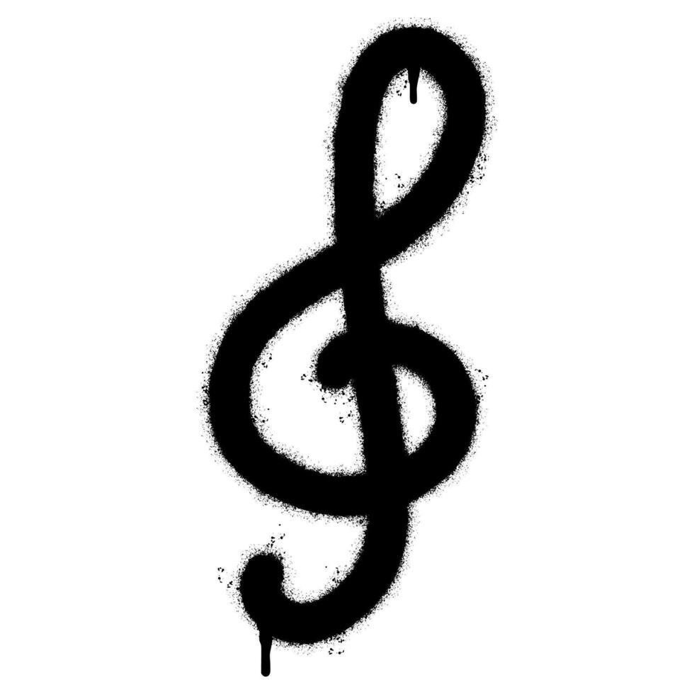 Spray Painted Graffiti treble clef icon Sprayed isolated with a white background. vector