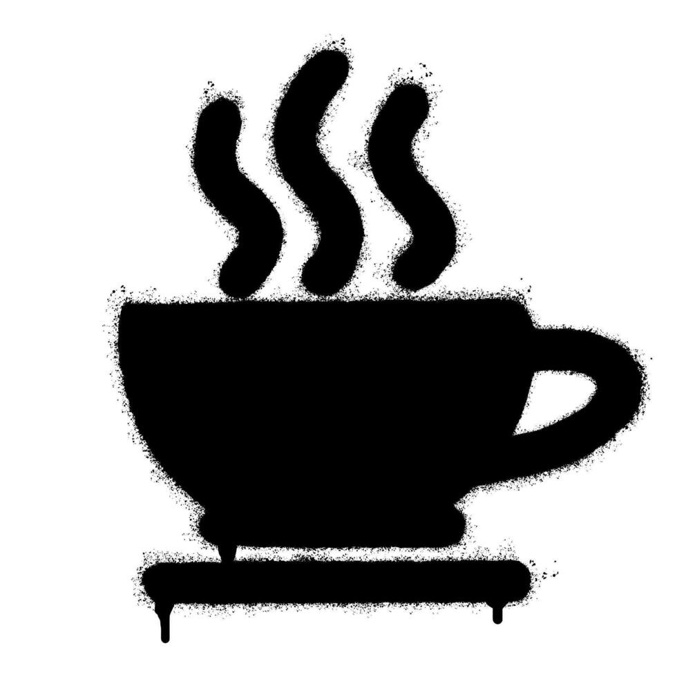 Spray Painted Graffiti Coffee cup icon Word Sprayed isolated with a white background. graffiti Coffee icon with over spray in black over white. vector