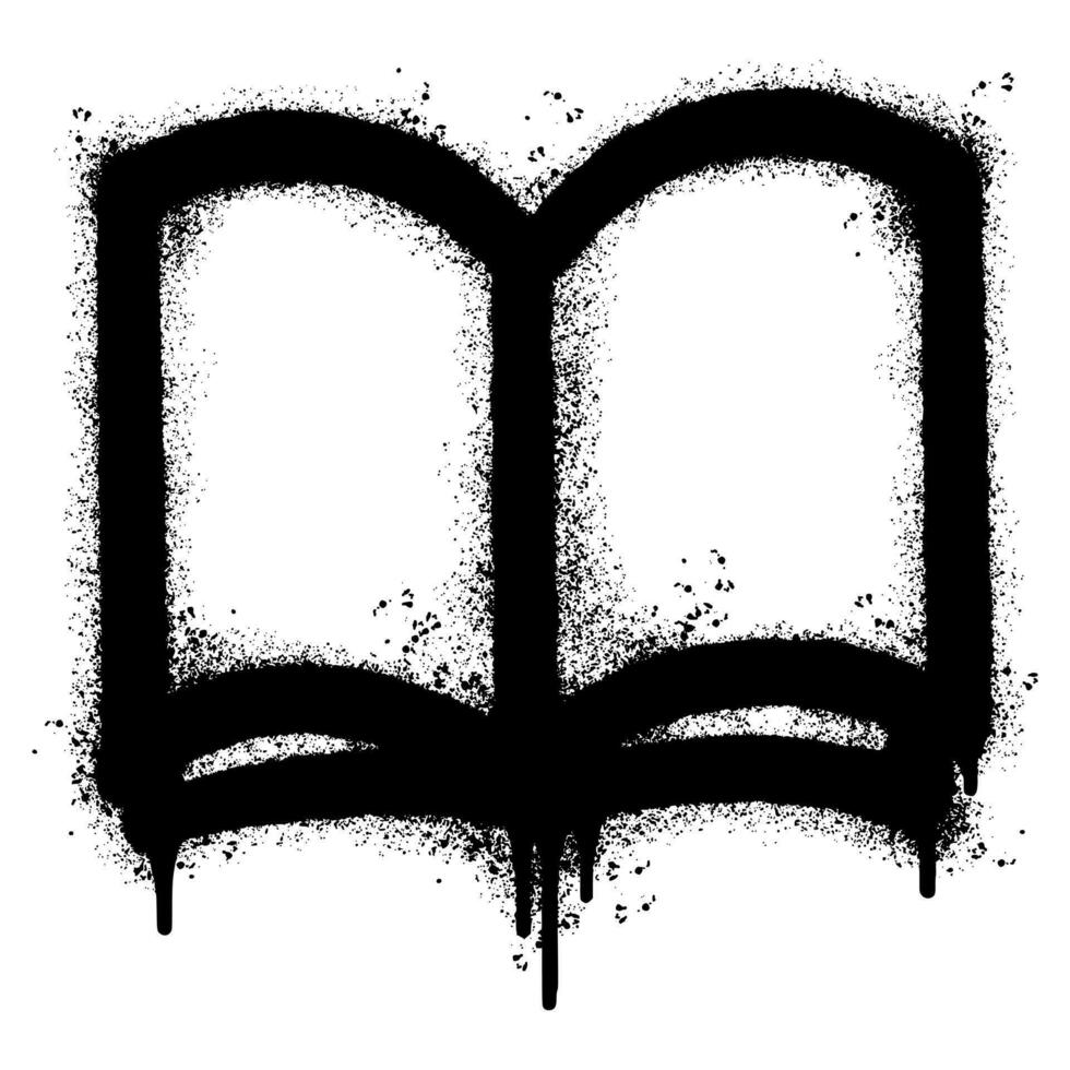 Spray Painted Graffiti book icon Word Sprayed isolated with a white background. graffiti book with over spray in black over white. vector