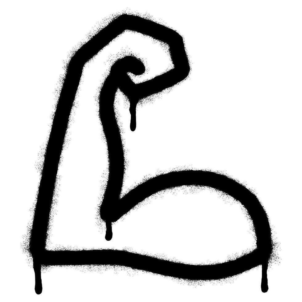 Spray Painted Graffiti Biceps icon Sprayed isolated with a white background. graffiti Strong arm symbol with over spray in black over white. vector