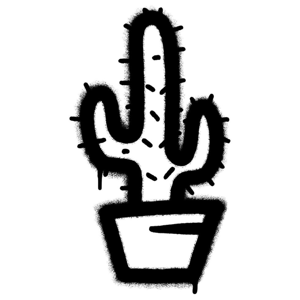 Spray Painted Graffiti cactus icon Sprayed isolated with a white background. graffiti cactus icon with over spray in black over white. vector