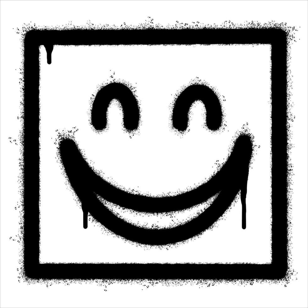 Spray Painted Graffiti smiling face emoticon isolated on white background. vector