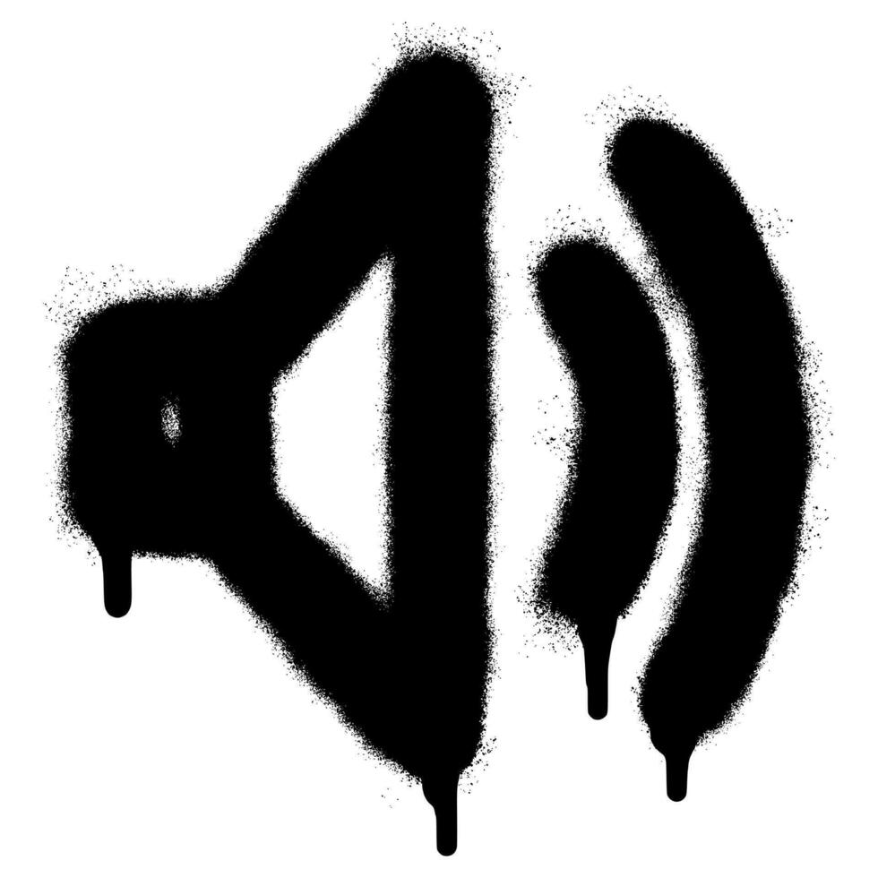 Spray Painted Graffiti Sound Icon  Sprayed isolated with a white background. graffiti Sound symbol with over spray in black over white. vector