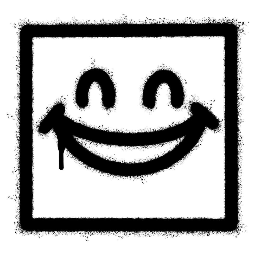 Spray Painted Graffiti smiling face emoticon isolated on white background. vector