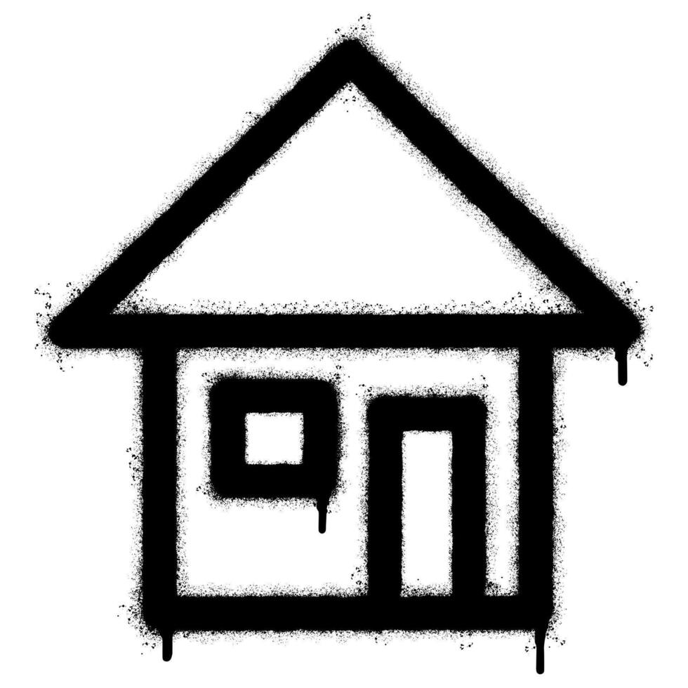 Spray Painted Graffiti home icon Sprayed isolated with a white background. graffiti home icon with over spray in black over white. vector
