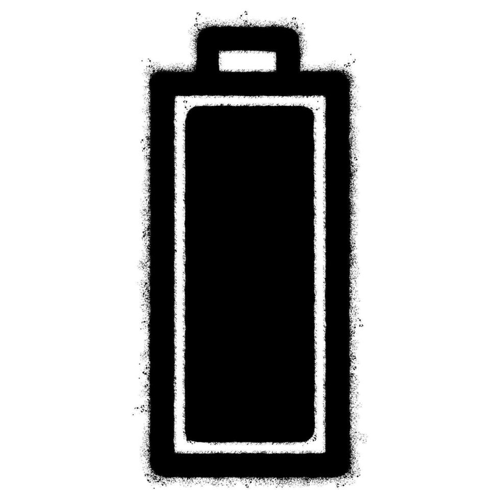 Spray Painted Graffiti battery Charging icon Sprayed isolated with a white background. graffiti Battery icon with over spray in black over white. vector