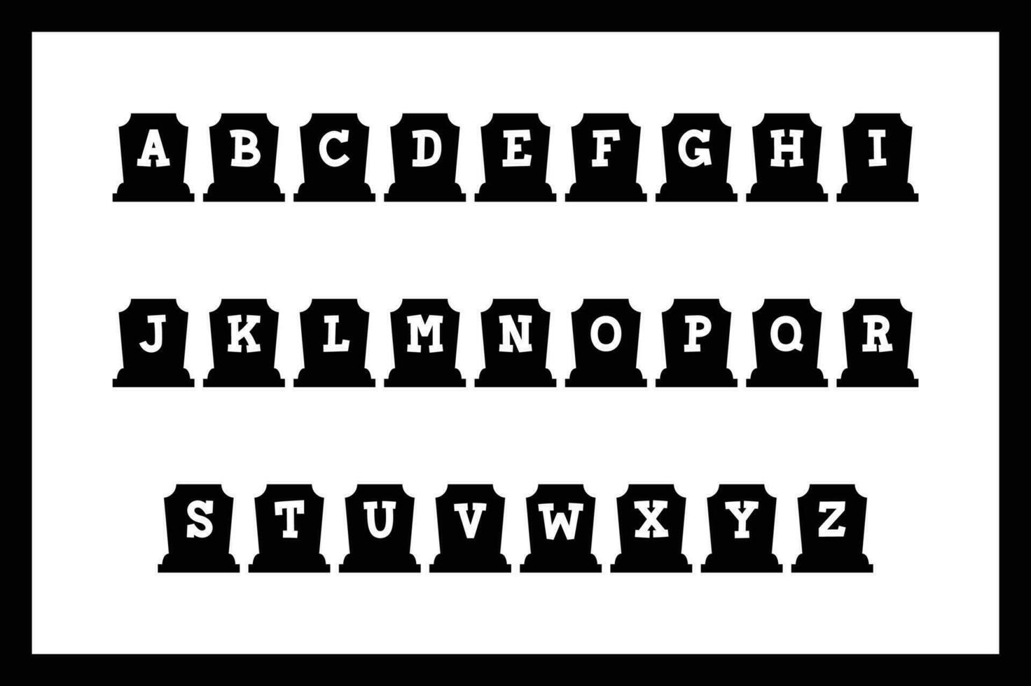 Versatile Collection of Tombstone Alphabet Letters for Various Uses vector