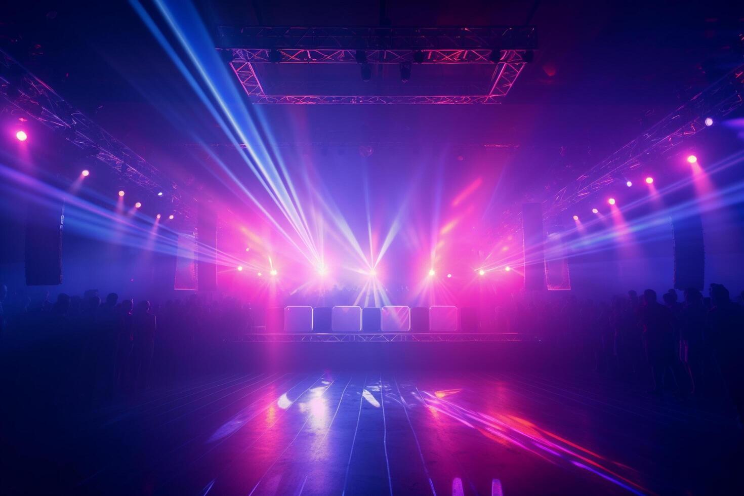 Stage lights in a nightclub, close-up, toned image photo