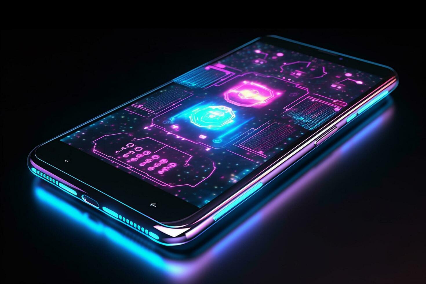 3d rendering of a smartphone with a hologram of a bitcoin symbol Ai Generated photo
