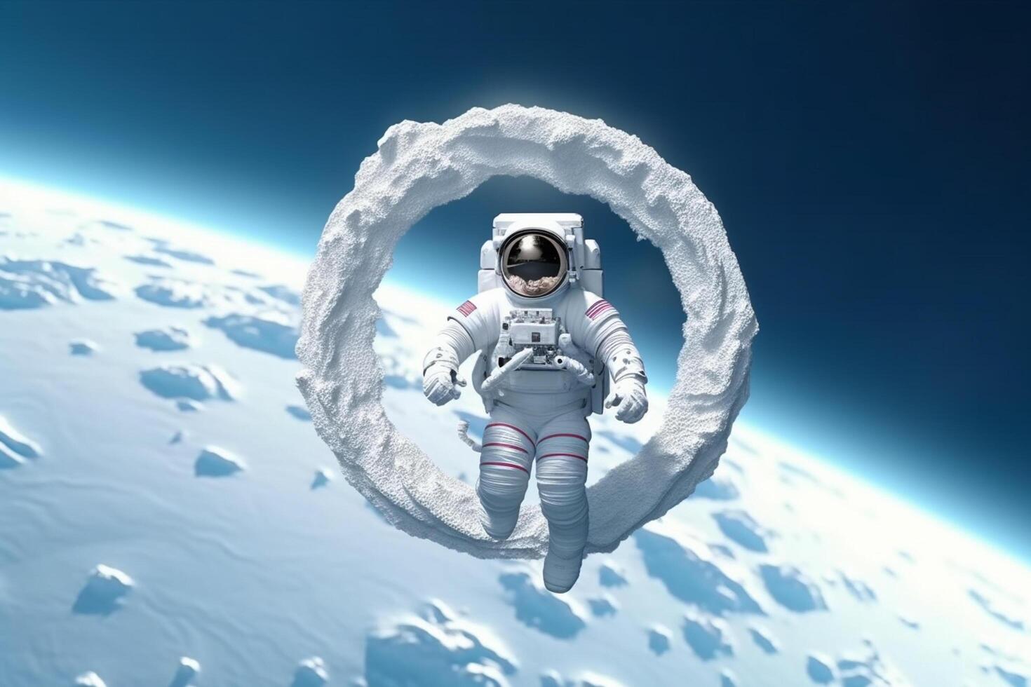 Astronaut floating in the space. Mixed media. Mixed media photo