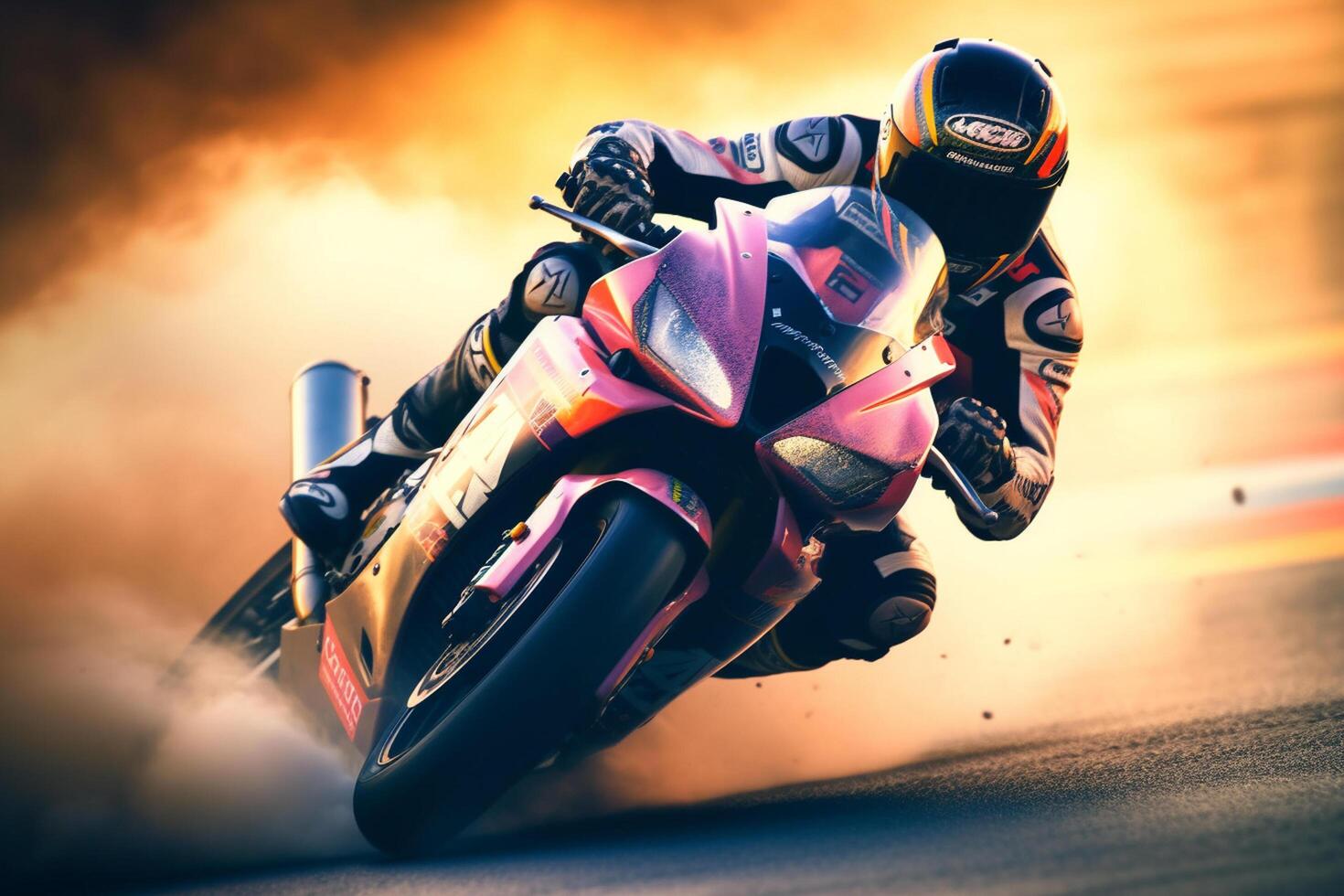 Motocross rider in action on the race track. Studio shot. photo