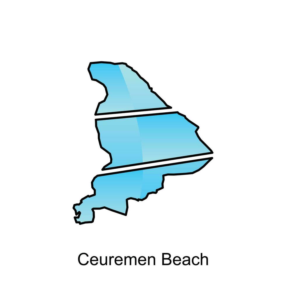 map of Ceuremen Beach City logo design concept illustration idea style flat vector design template. isolated on white background