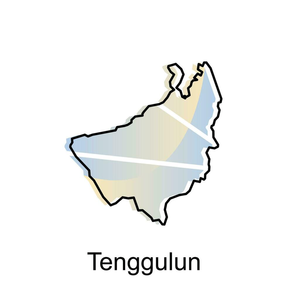 Map City of Tenggulun, World Map International vector template with outline graphic sketch style on white background