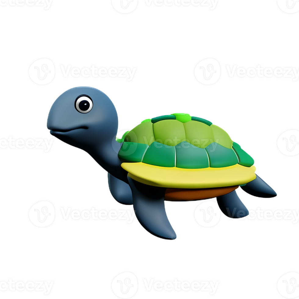 sea turtle 3d rendering icon illustration png