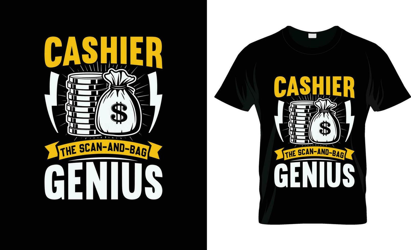 cashier the scan and bang genius colorful Graphic T-Shirt,  t-shirt print mockup vector